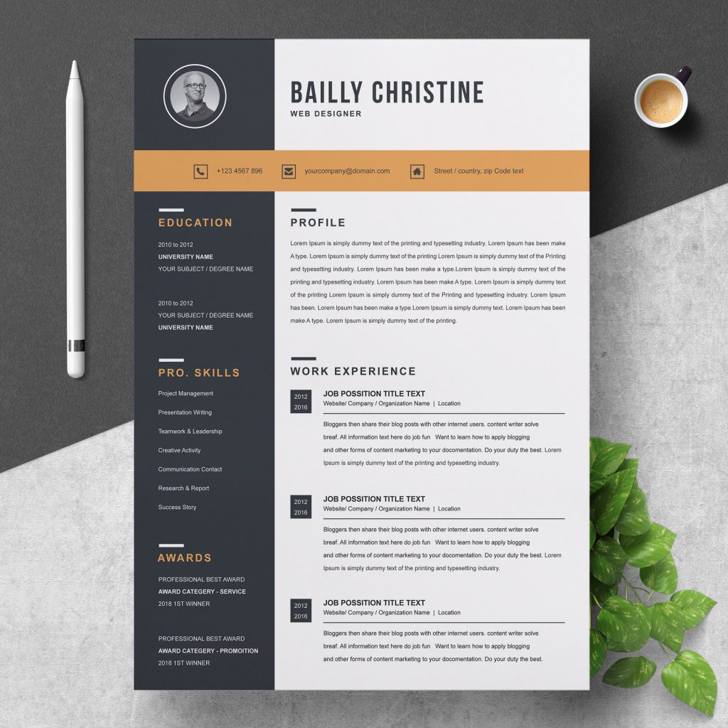 modern resume template 2020