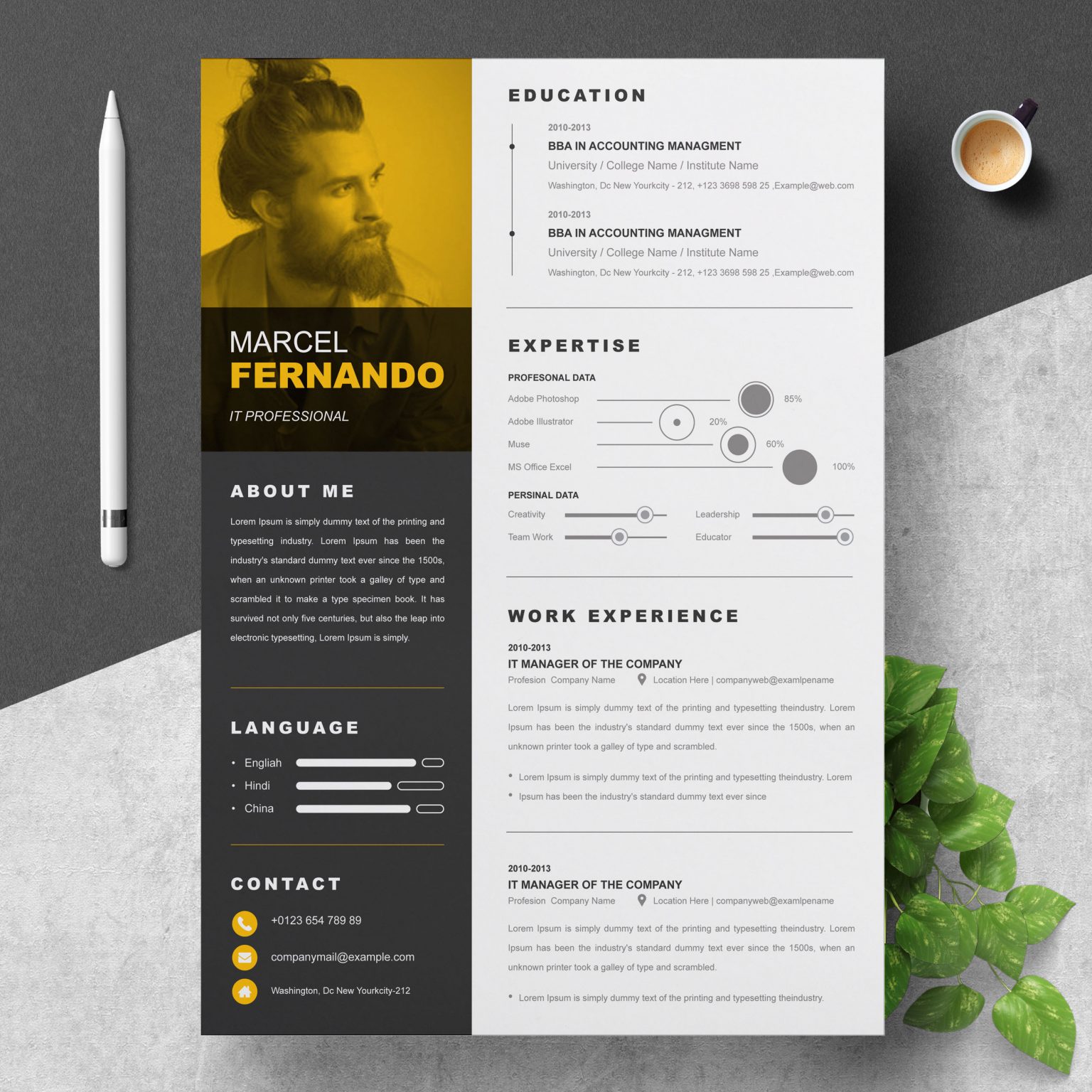 21 Best Contemporary New Styles - 14 Clean Professional Creative And Modern Resume CV Curriculum Vitae Design Template MS Word Apple Pages PSD Free Download 69 1536x1536 
