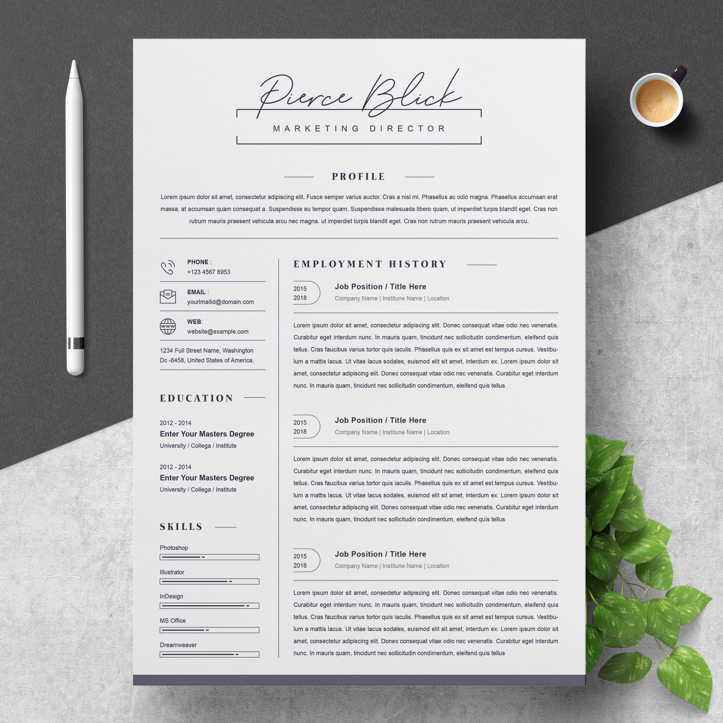 one page resume template free download word