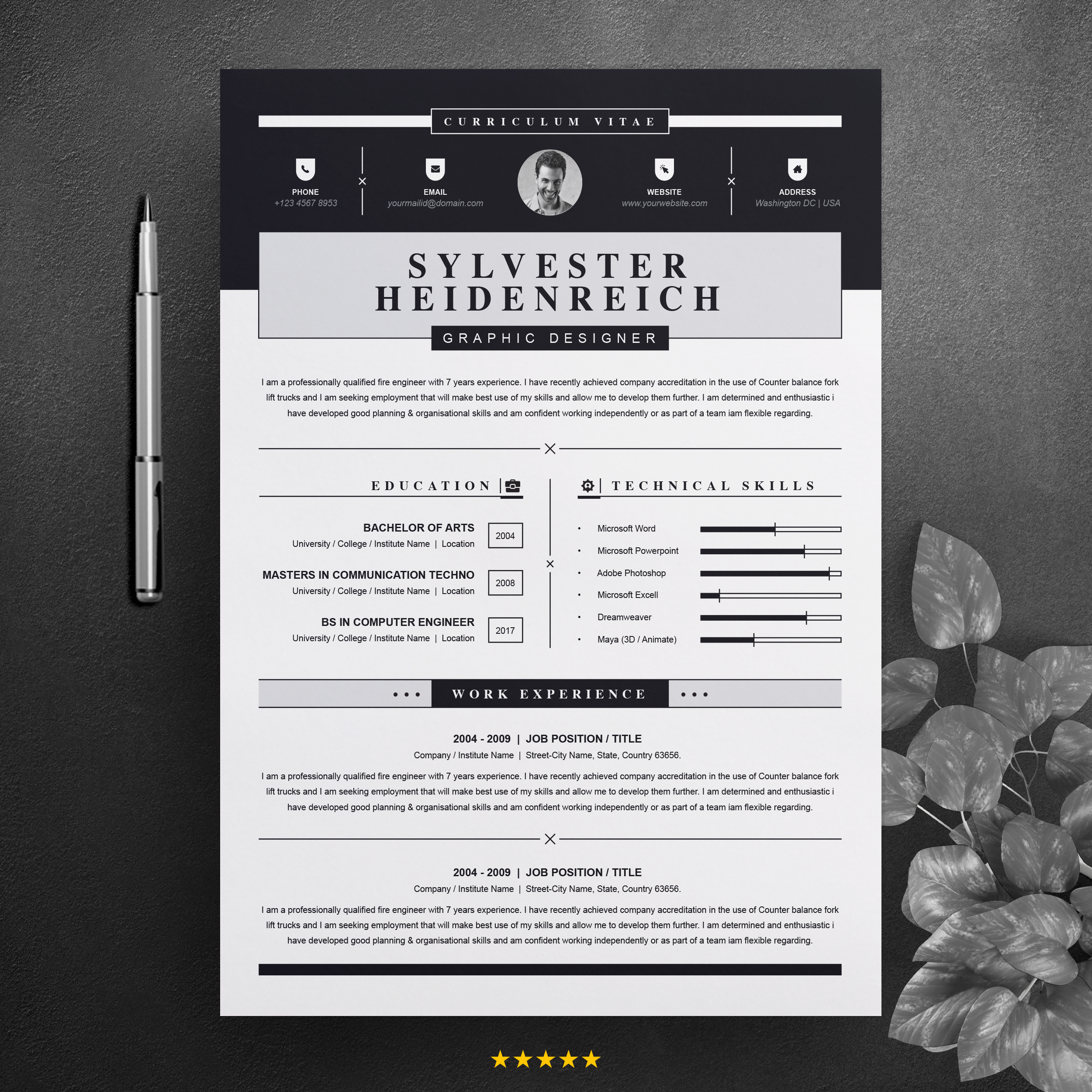 Black And White Cv Curriculum Vitae Resumeinventor