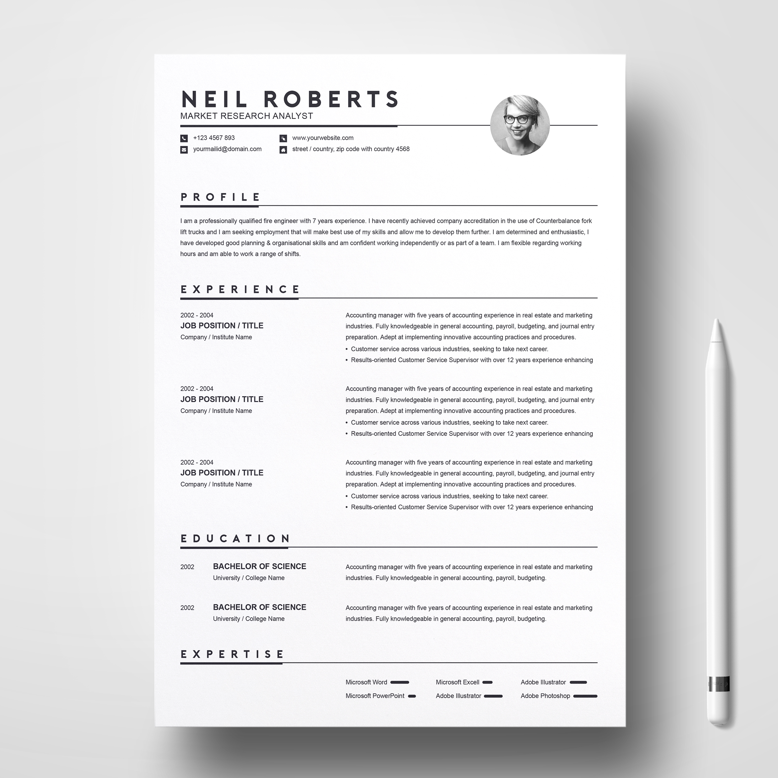 Uitgelezene Clean Resume Template | Word Resume / CV & Cover Letter DN-09