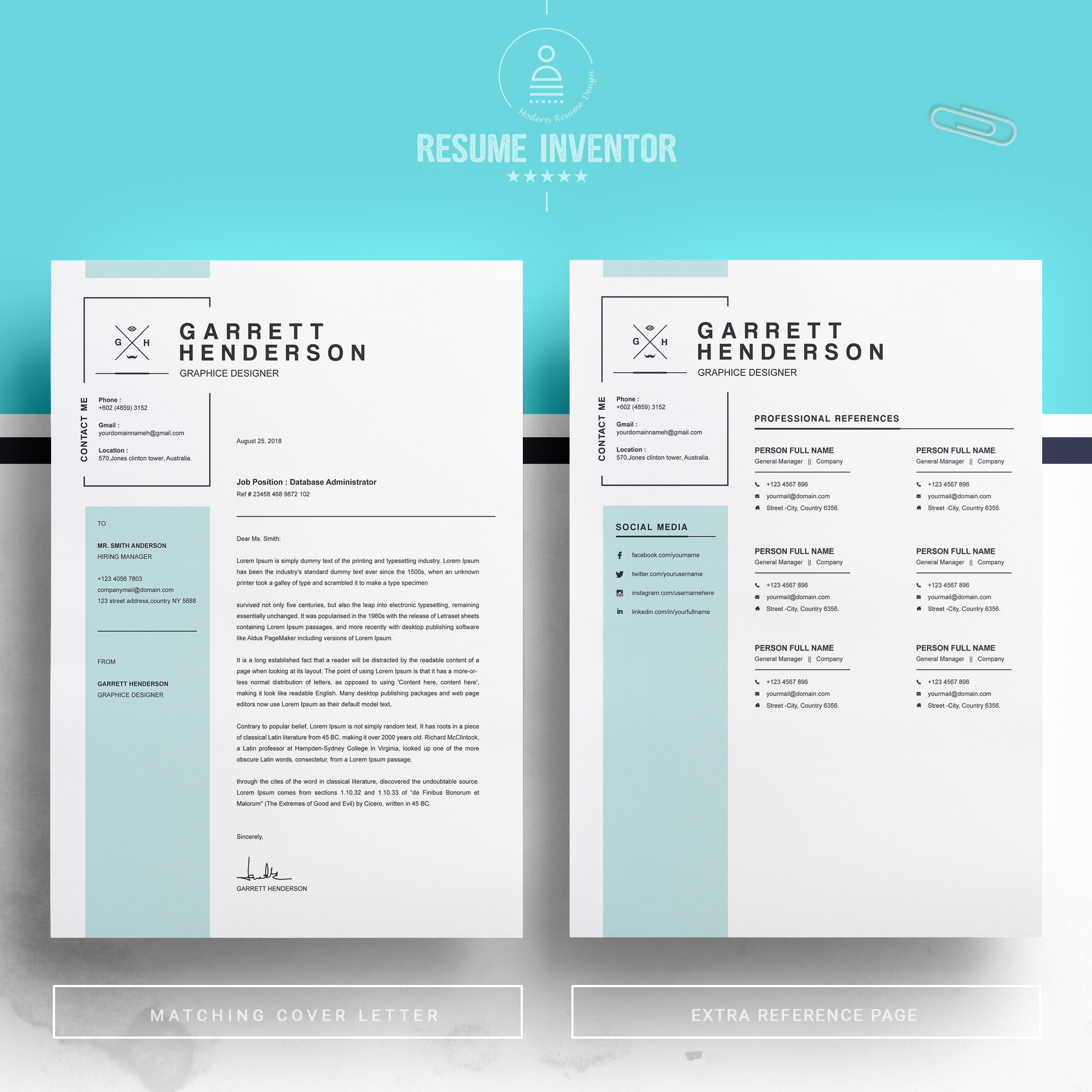 Modern Graphic Design Resume Template - ResumeInventor