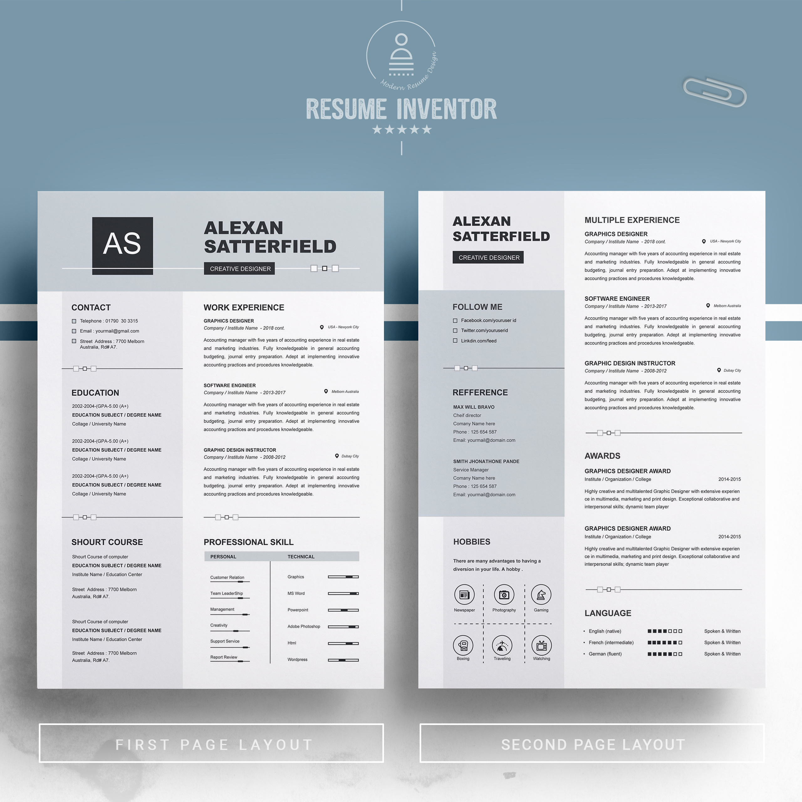 modern resume templates word free download