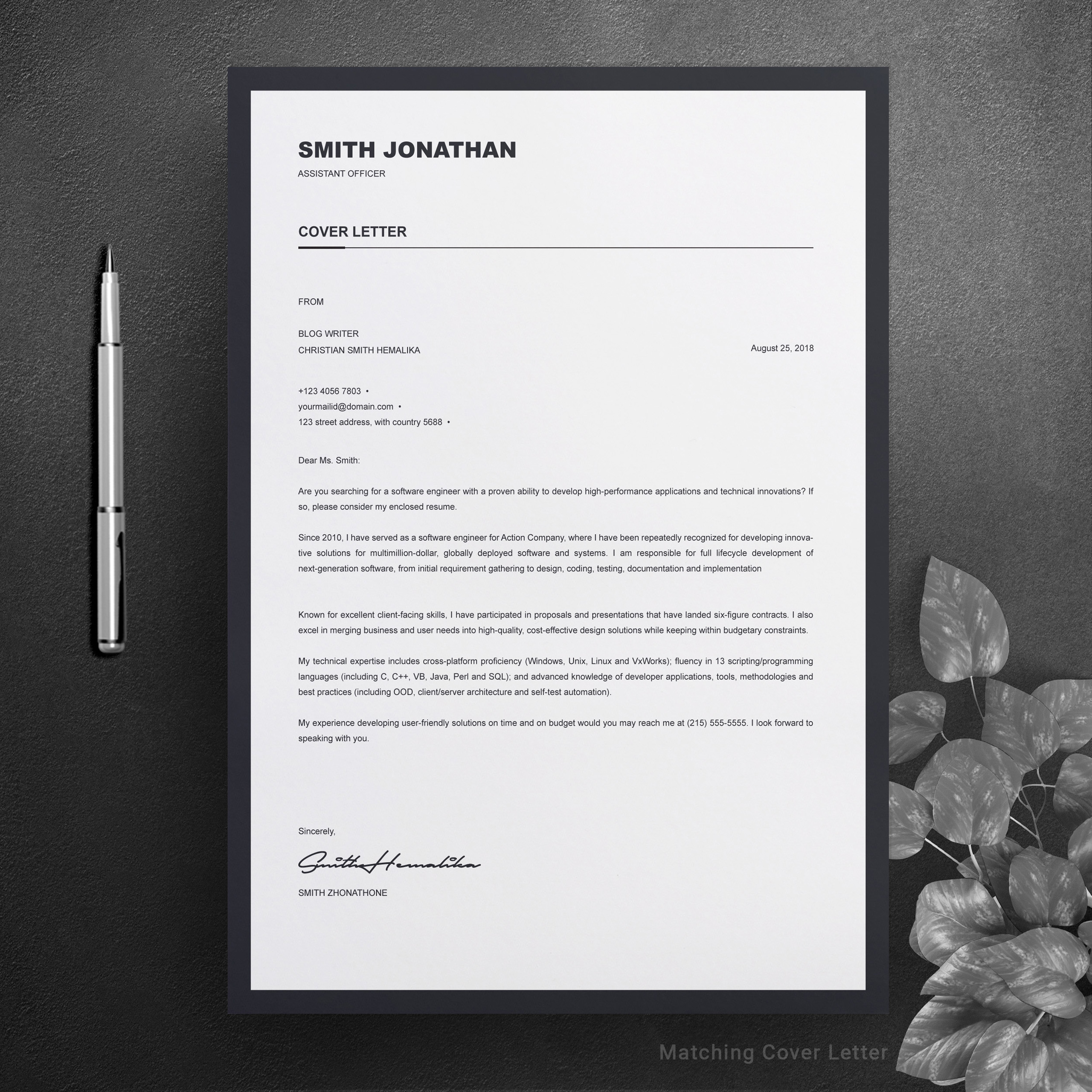 One Page Resume Template With Cover Letter Resumeinventor