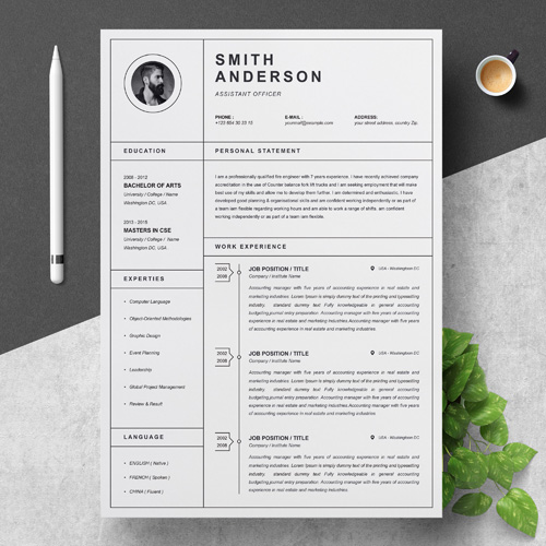 CV, Resume Template Word Minimalistic - ResumeInventor