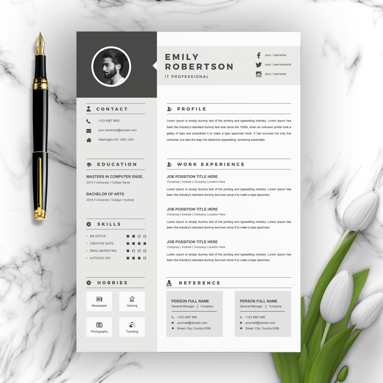 Clean Resume / CV Template - ResumeInventor