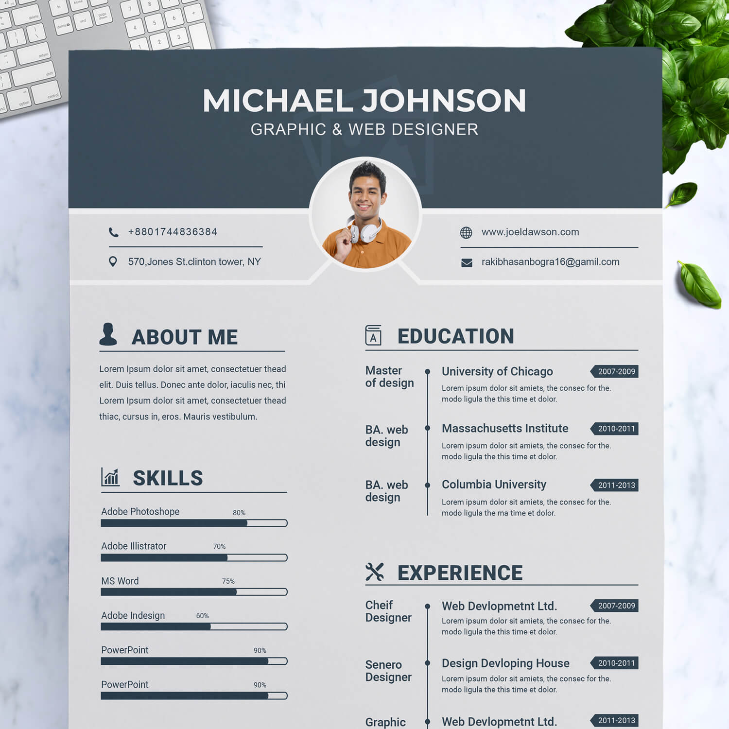 graphic design resume template free download