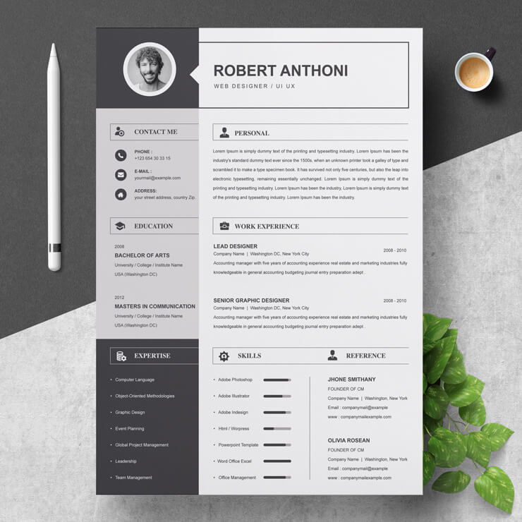 Black And White Resume Template 2022