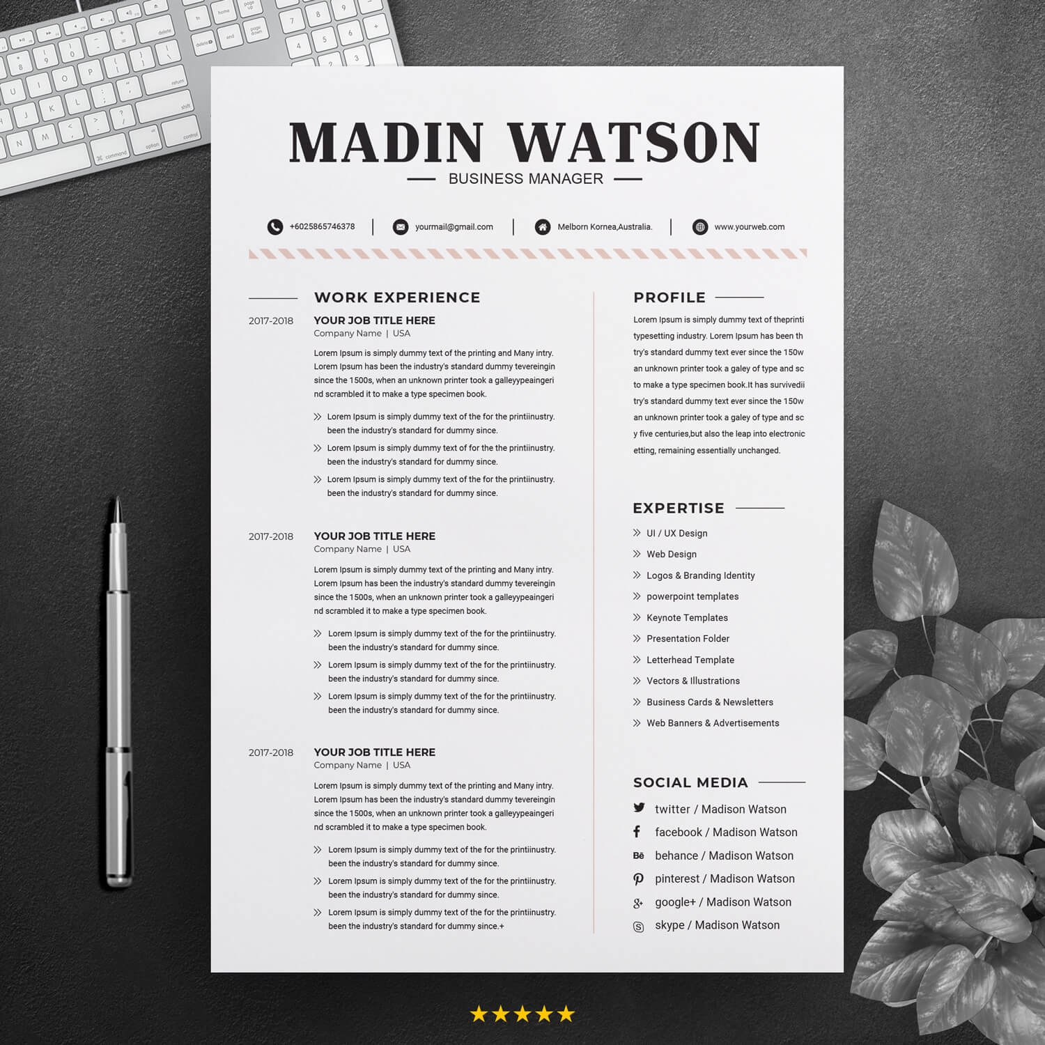 Free Simple Professional Job Resume Template