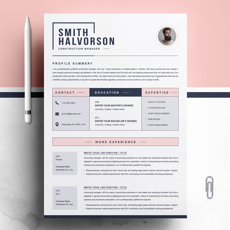 Construction Manager Resume Template