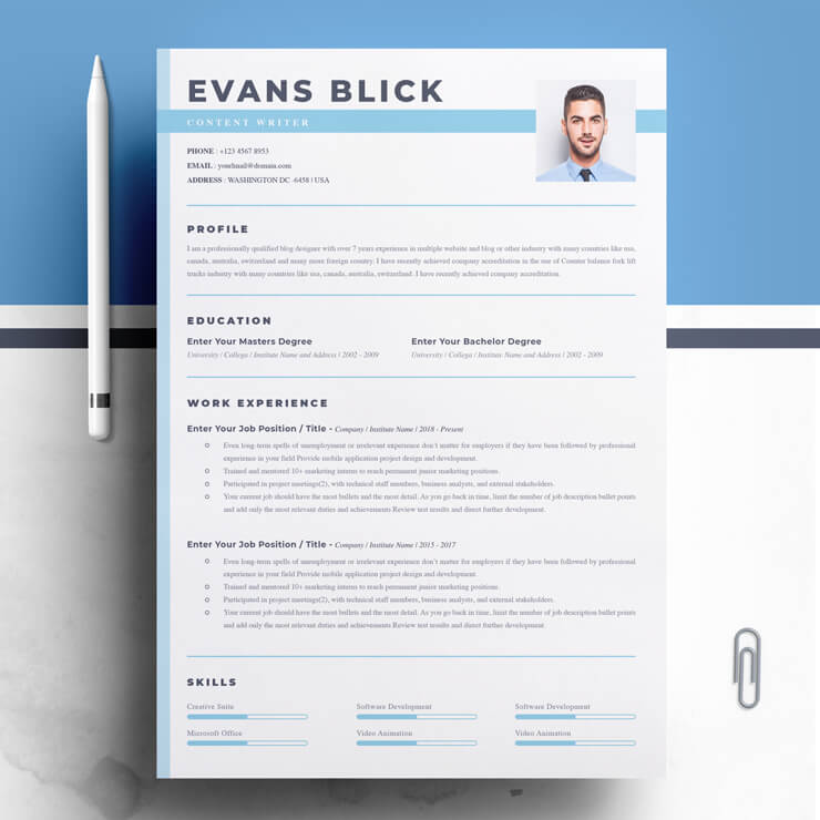 Content Writer resume template