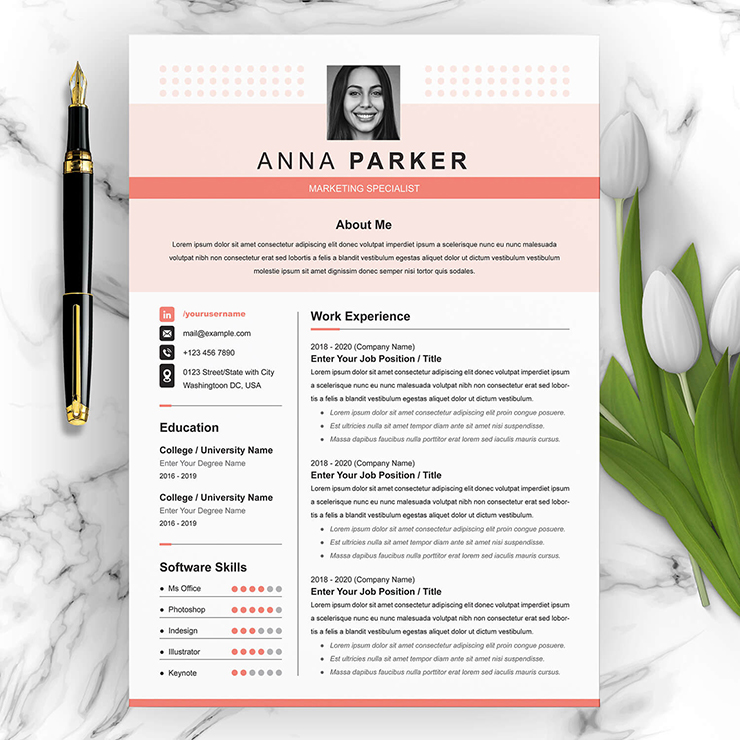New Marketing specialist resume template