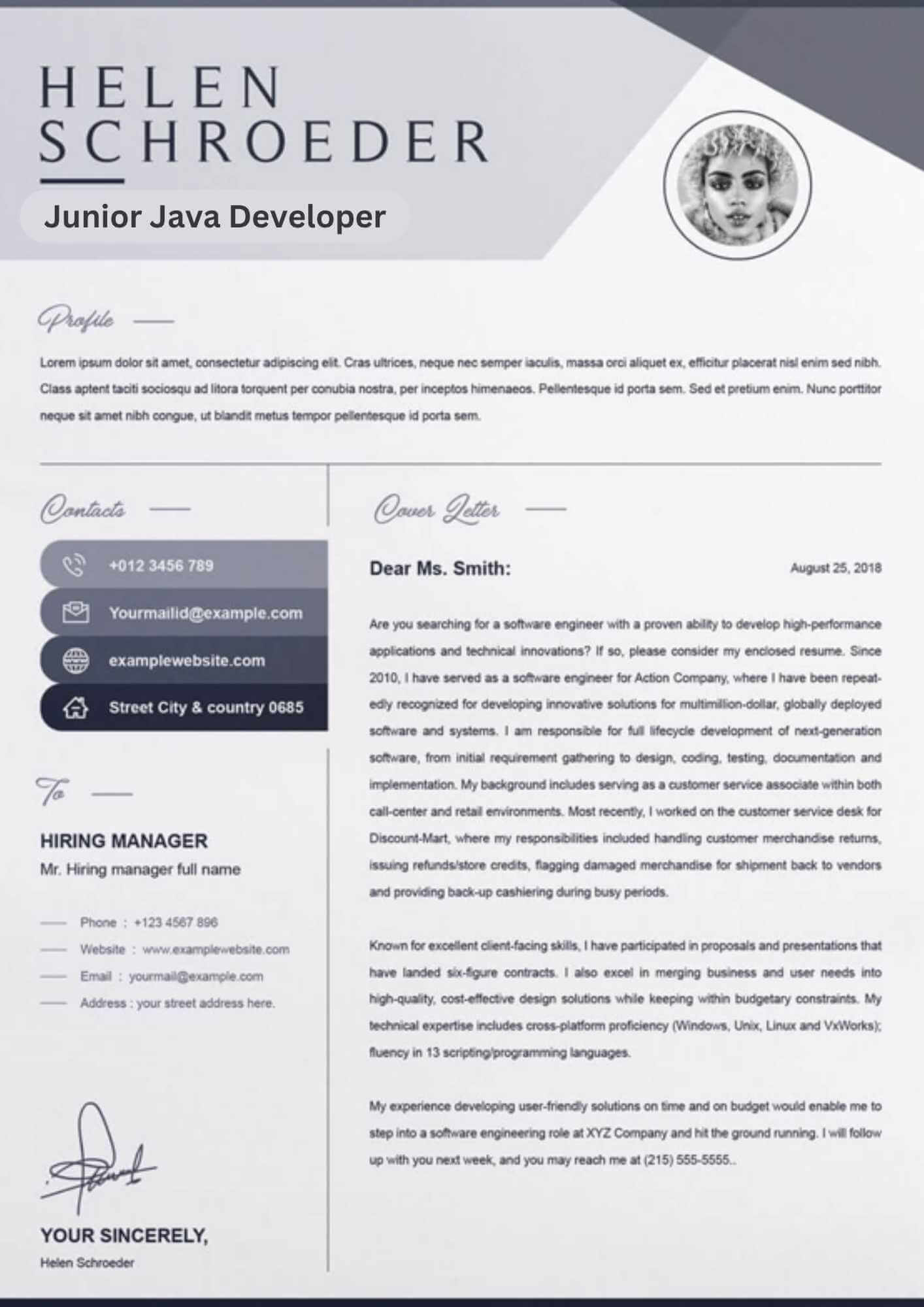Junior Java Developer Resume Template With Cover Letter - Resume Inventor